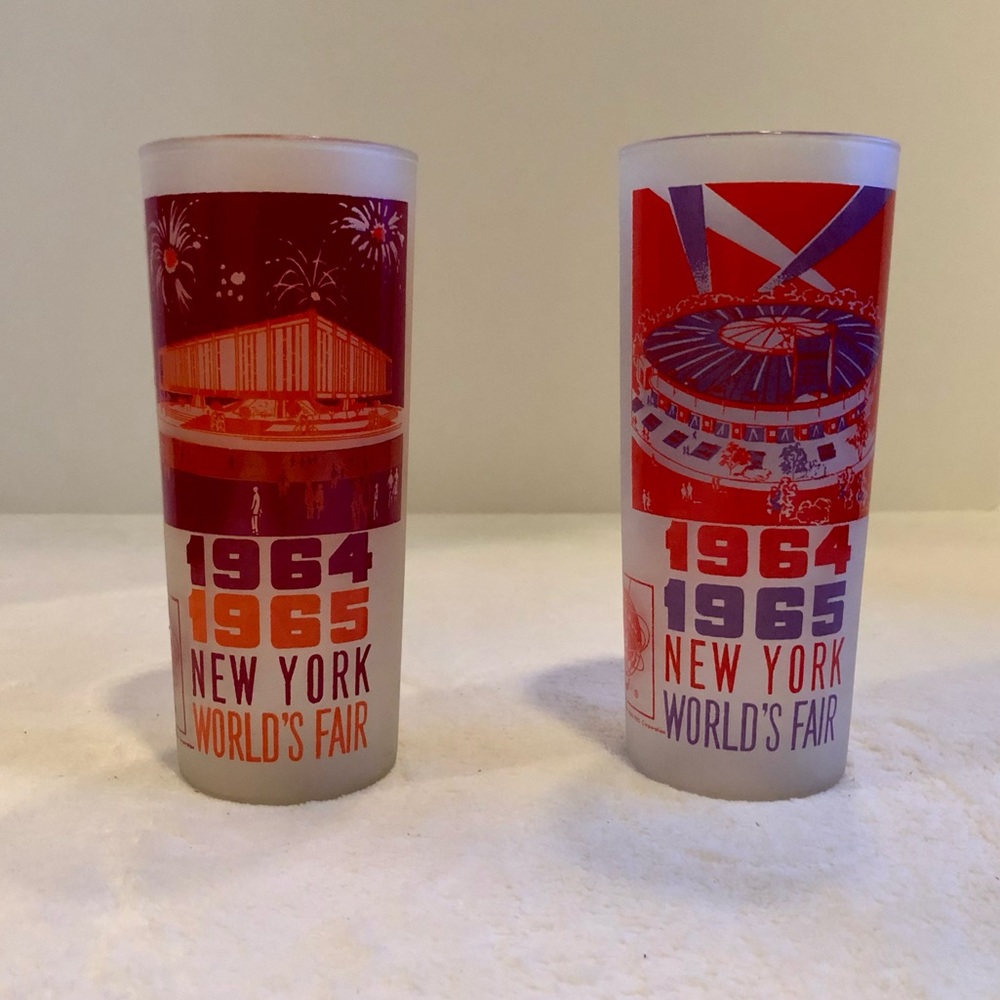(2) 1964 1965 New York World’s Fair Frosted Glasses